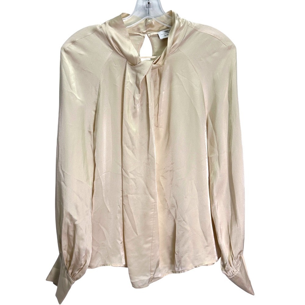 Paris Atelier & Other Stories Beige Cream Twist Neck Long Sleeve Blouse Top Sz S - Picture 1 of 8
